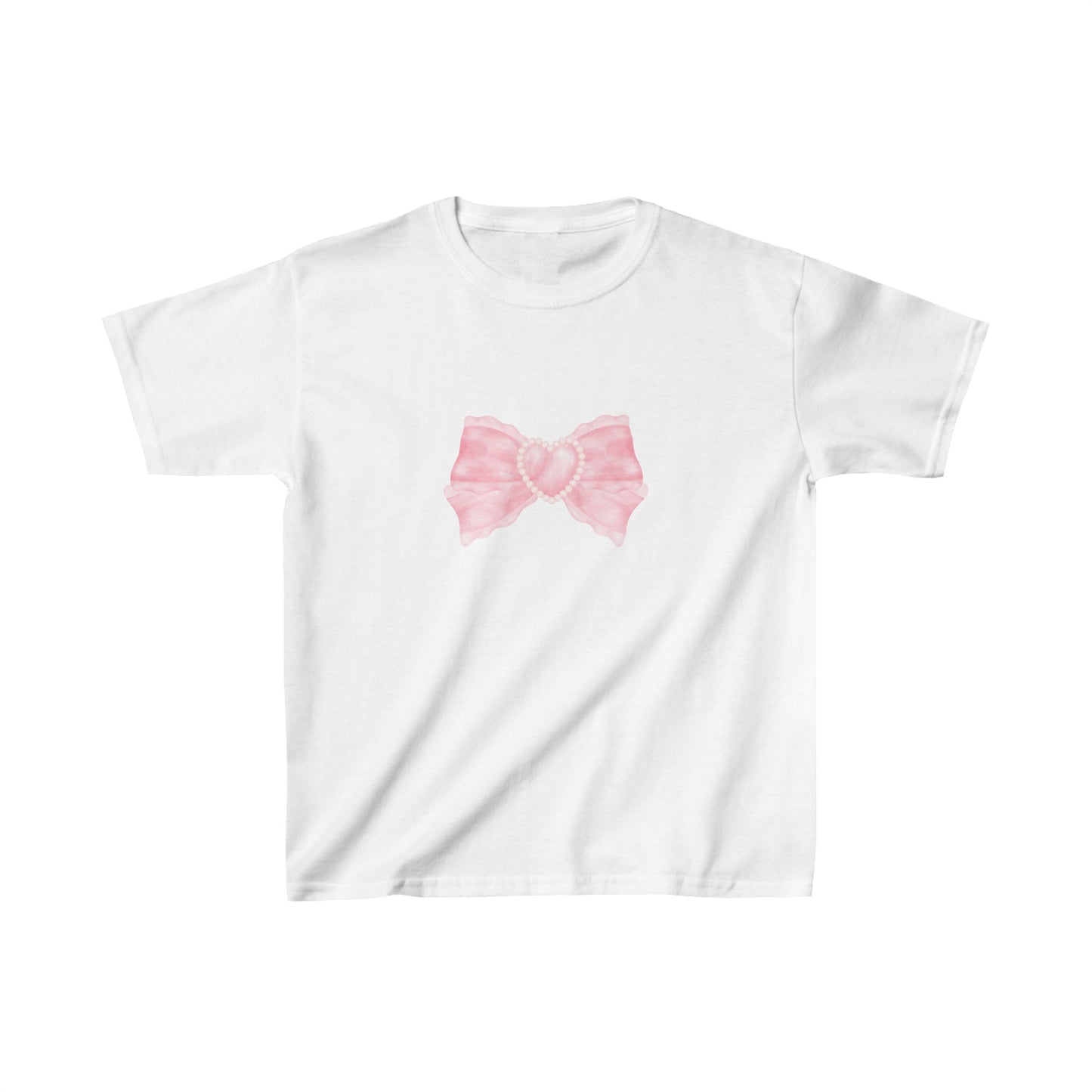 Pastel Pearl Heart Bow Baby Tee